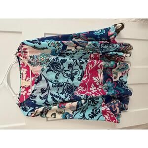 Chicos size 3 (XL)  floral pullover sheer blouse flared sleeves